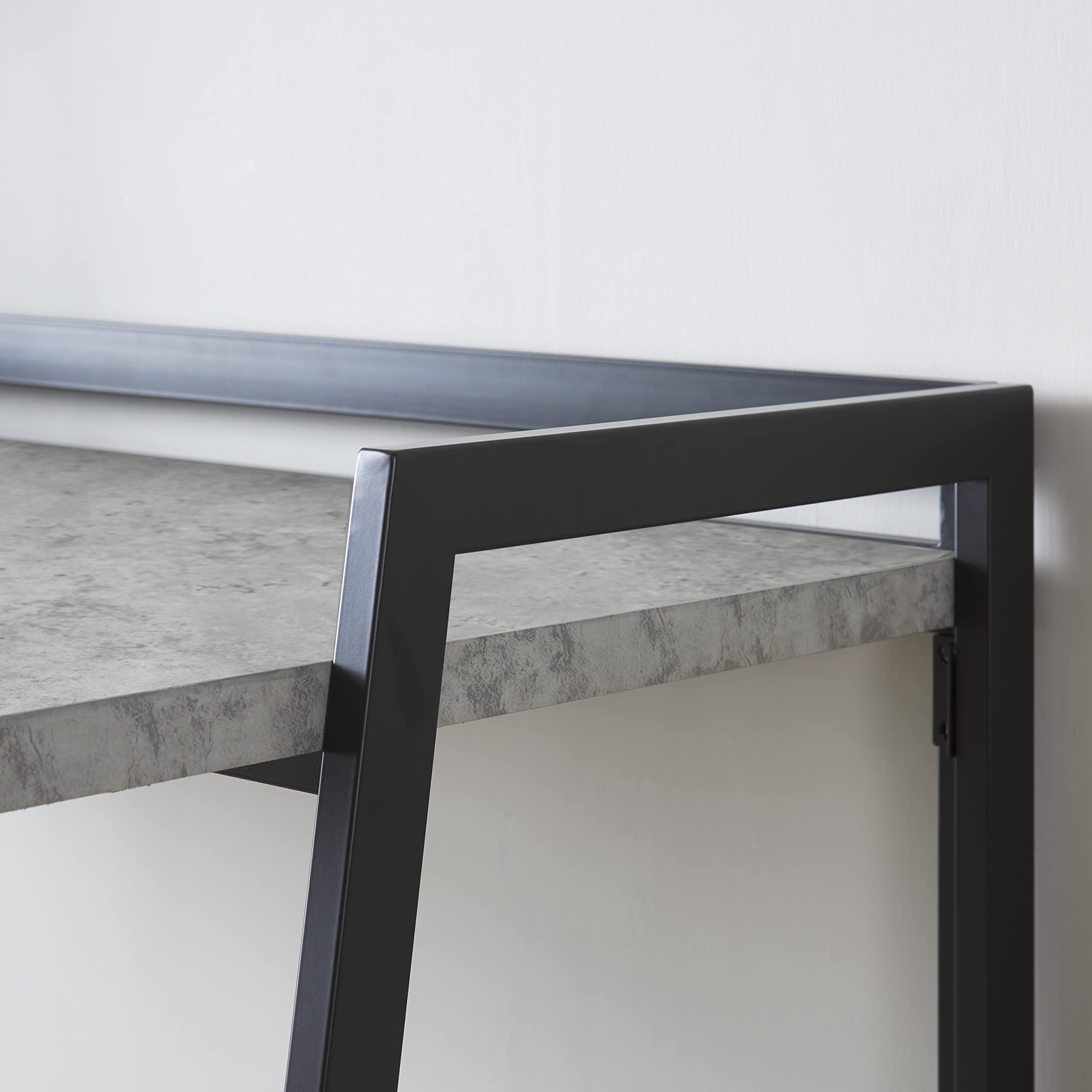 Leick Home 70004-CCGM Modern Mixed Metal and Wood Desk with Concrete Top & Gunmetal Frame - Perfect for Home Office, Study Room or Workspace