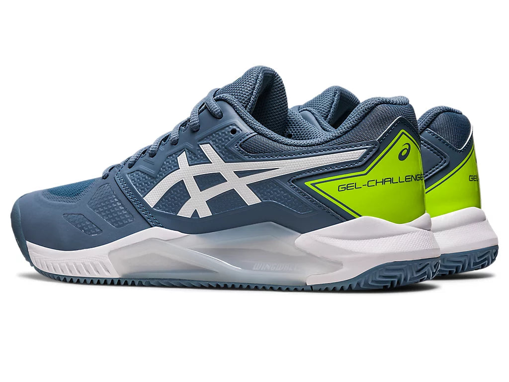 ASICS Men's Gel Challenger 13 Clay Court Tennis Shoes - Steel Blue/White | Padel & Clay Court Performance | Perfect for Competitive Matches & Training