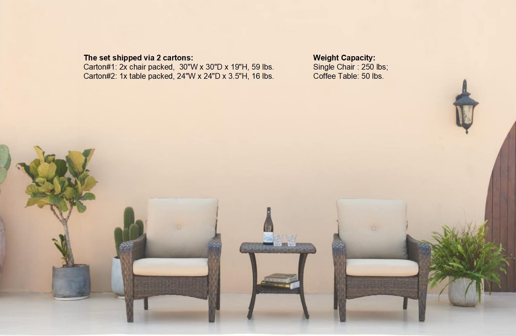 HUMMUH Outdoor Wicker Patio Chairs Set of 2 with Side Table - PE Rattan Bistro Table and Chairs for Yard, Backyard, Lawn, Porch - Perfect for Garden Dining, Poolside Relaxation & Outdoor Entertaining