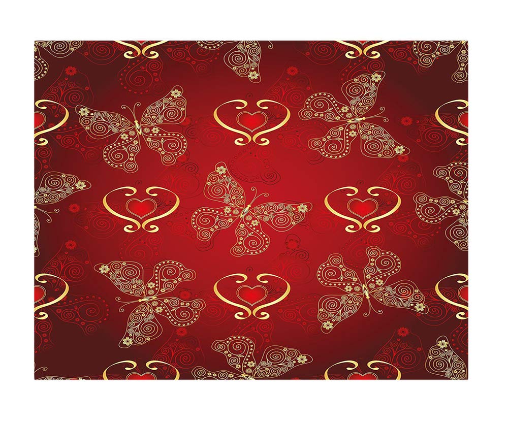 116x83 Inches Valentine's Day Romance Wall Mural - Swirled Lines, Ornate Lace Style with Butterflies & Hearts - Peel and Stick Self-Adhesive Removable Wallpaper - Large Wall Sticker Decor for Home, Bedroom, Office (Perfect for Romantic Home Decor & Wedding Backdrops)