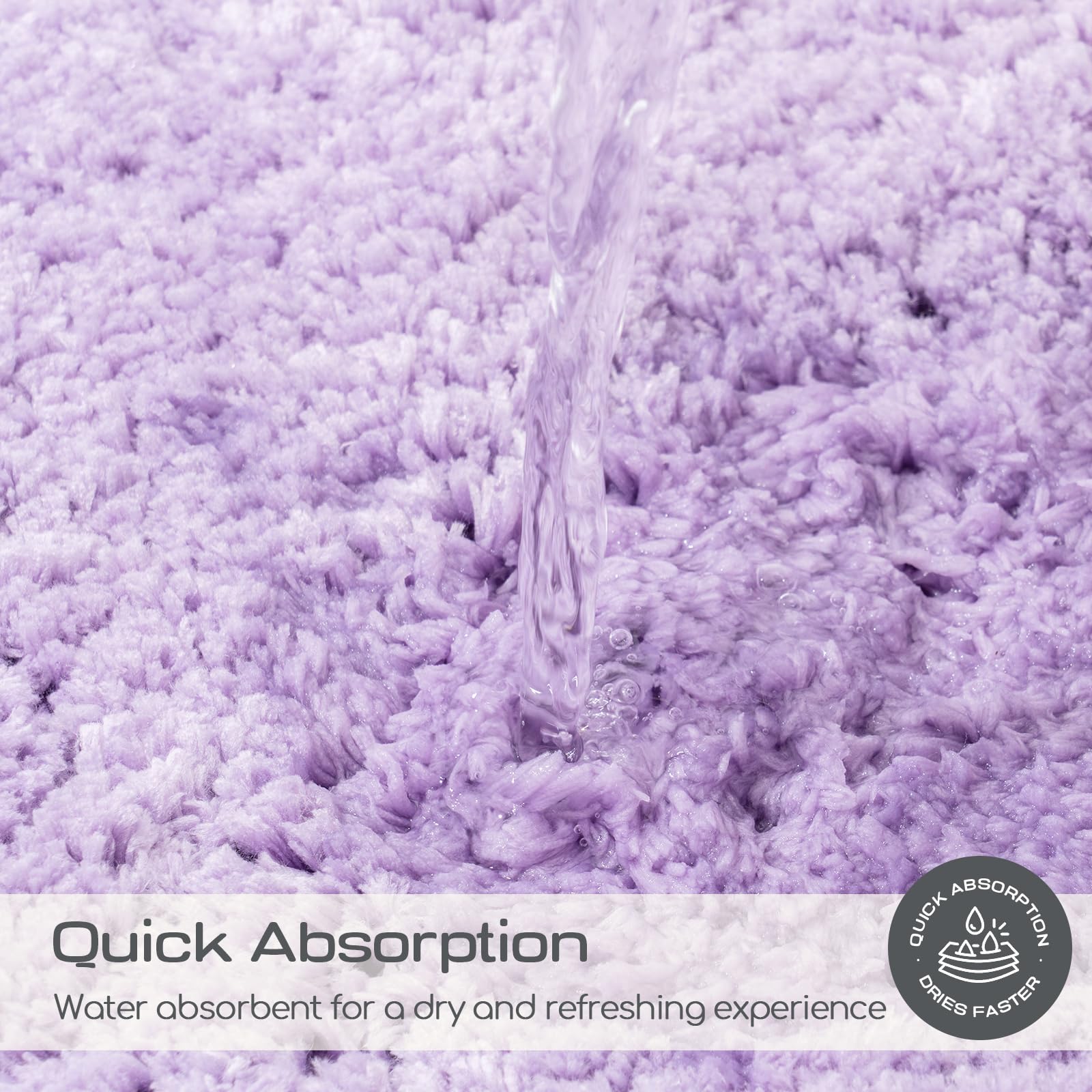 ROSMARUS Non-Slip Shaggy Bath Rugs 24x36 Inches - Super Soft Plush Bath Mat with High Water Absorbency for Bathroom Floor & Tub - Machine Washable Fluffy Shower Mat (Purple) - Perfect for Cozy Bathrooms & Spa-Like Showers