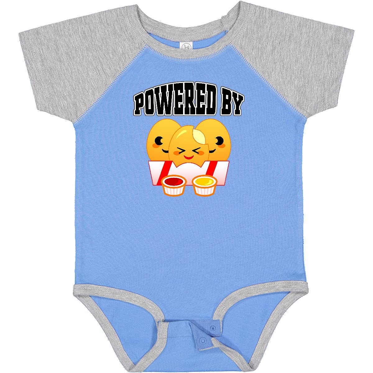 Inktastic Powered by Chicken Nuggets Baby Bodysuit - Cute & Comfortable Infant Onesie for Boys & Girls - Perfect for Playtime, Daycare & Family Photos