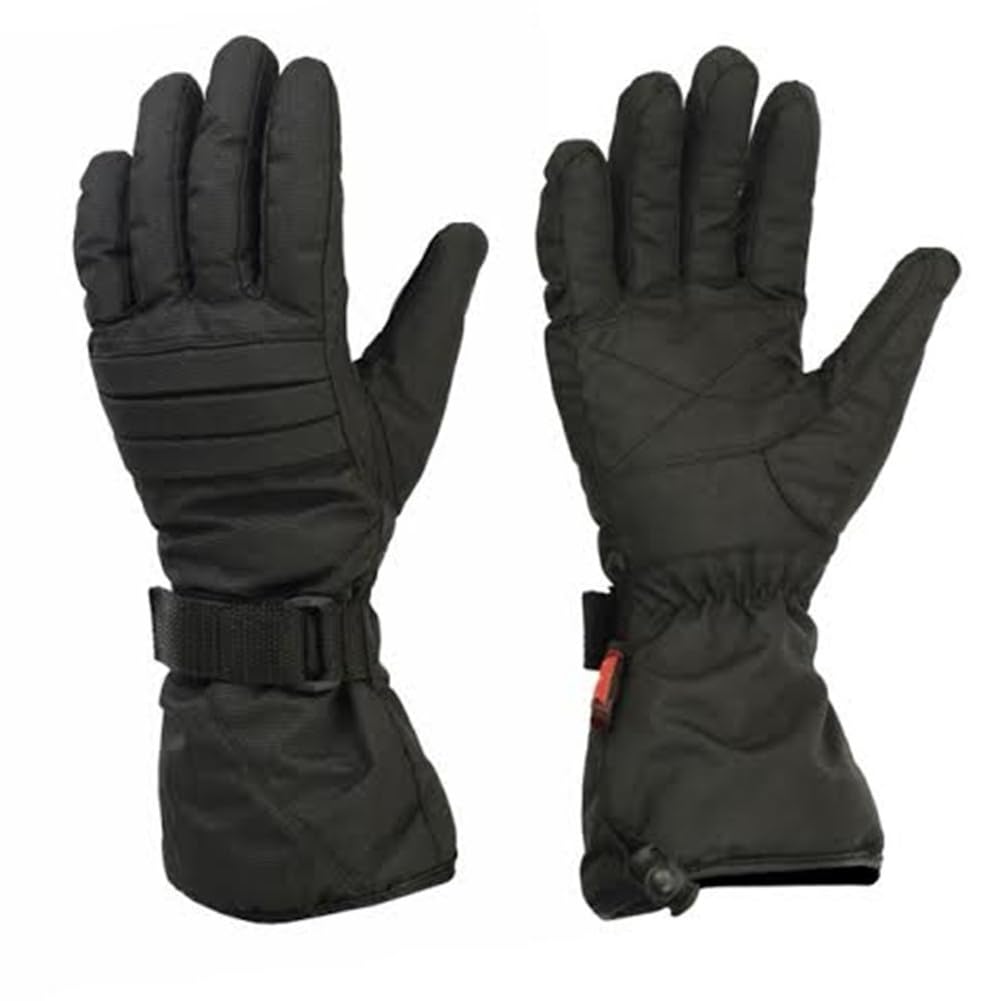 Men's Textile Gauntlet Waterproof Winter Gloves - Windproof Motorcycle Riding Gloves for Cold Weather & Outdoor Activities