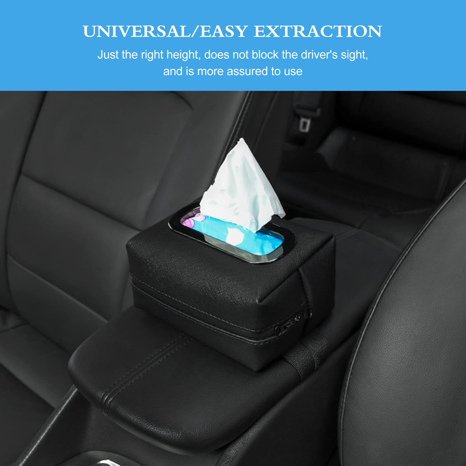 Square Hanging Paper Box & Sun Visor Napkin Holder - Car Tissue Dispenser with Leather Shade Container | Perfect for Car, Office & Home Organization