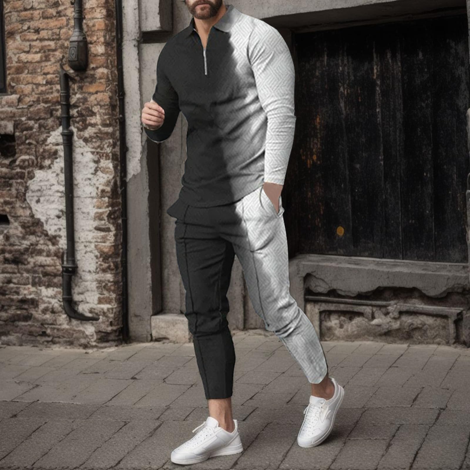 Men's White Sweatpants Jogging Suits - Hooded Sweatshirt & Athletic Pants Set, 80s Style Loungewear for Men & Women, Perfect for Casual Wear, Gym, and Relaxation