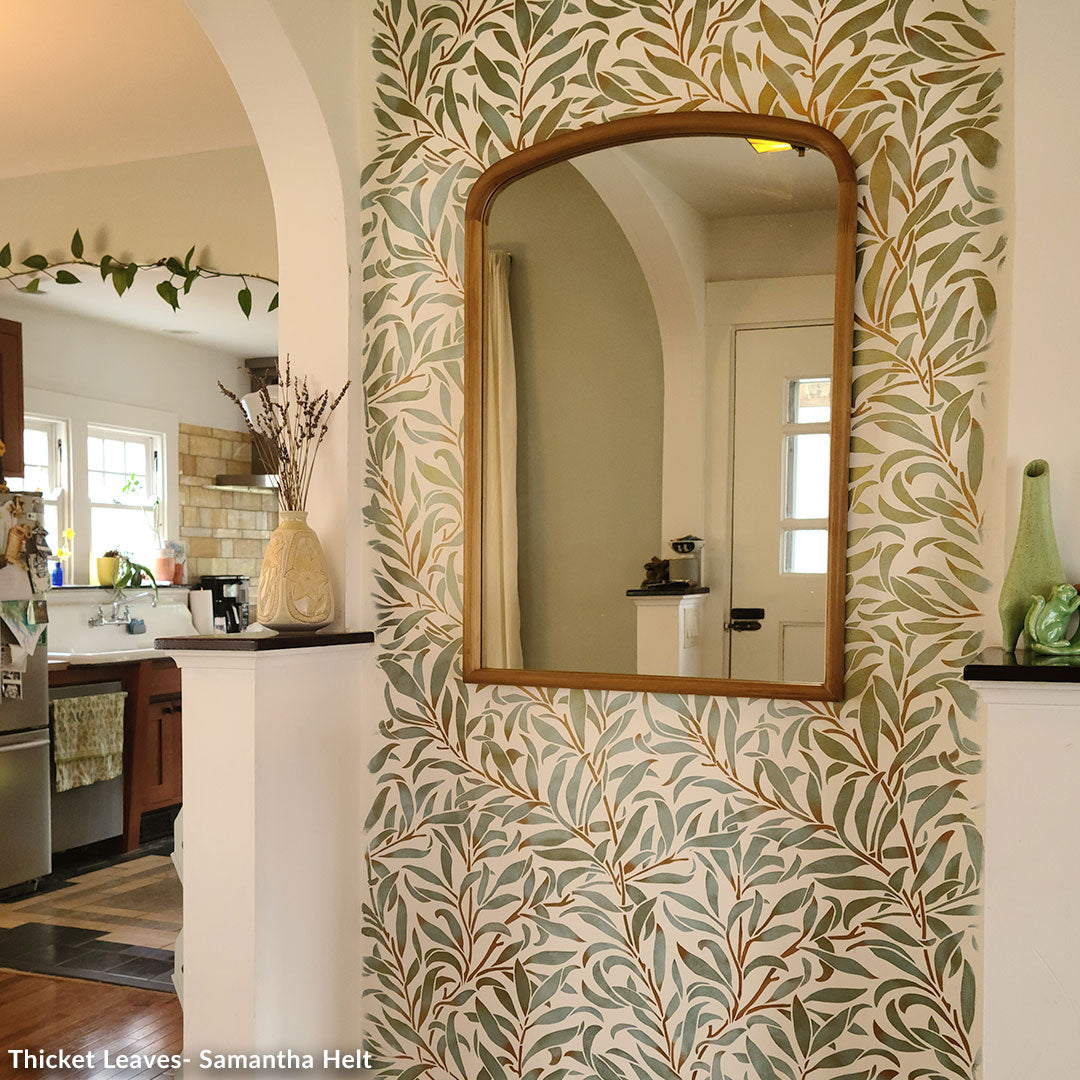 Thicket Leaves Wall Stencil - Reusable DIY Home Decor Stencils for Painting on Walls, Furniture & Crafts | Perfect for Bedroom, Nursery & Living Room Accent Walls