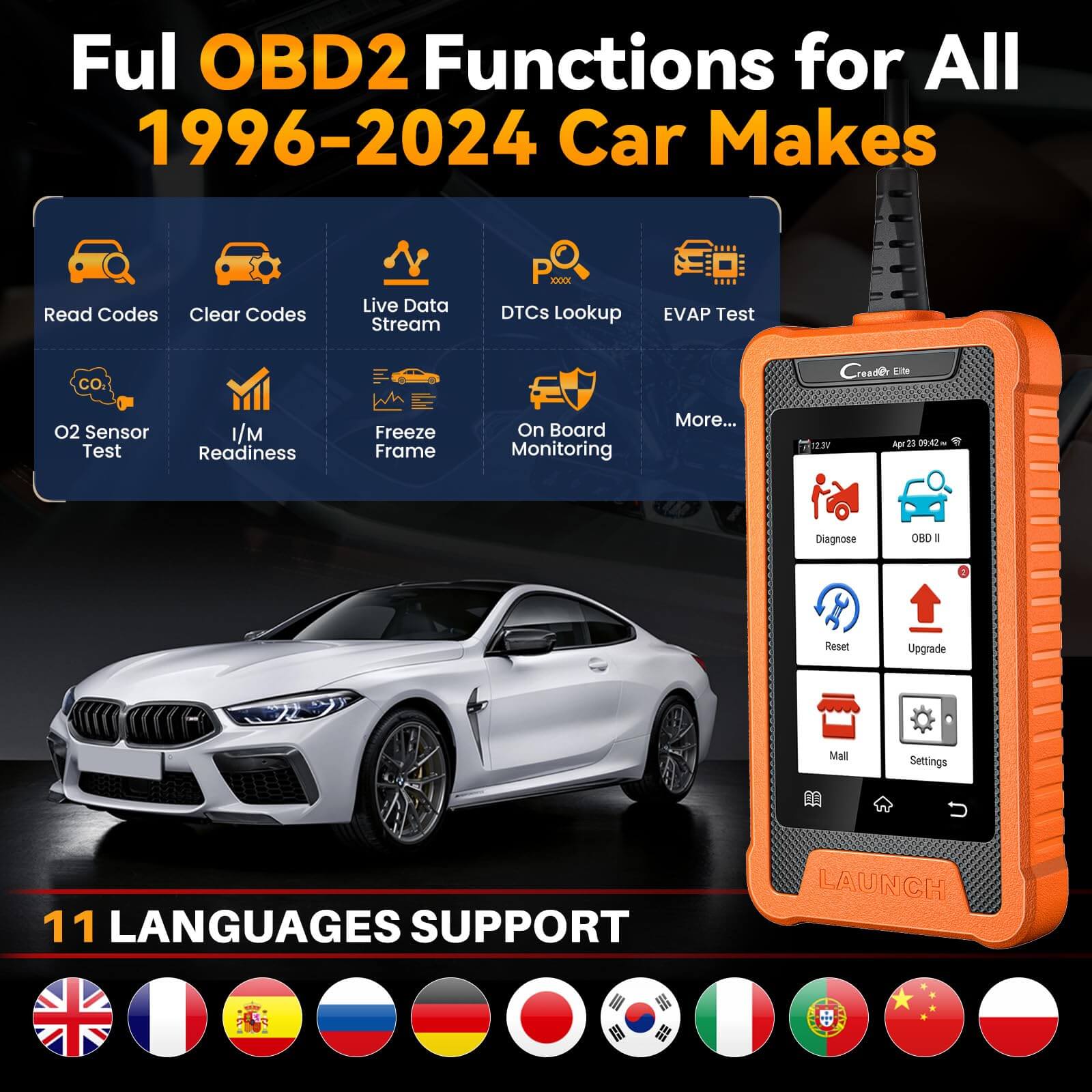 LAUNCH X431 Creader Elite Bi-Directional OBD2 Scanner for Nissan & Infiniti - Full System Diagnostic Tool with Code Reader (Compatible with GTR, Dongfeng, Venucia) - Professional Car Repair & Maintenance Scanner for Mechanics & DIY Auto Enthusiasts