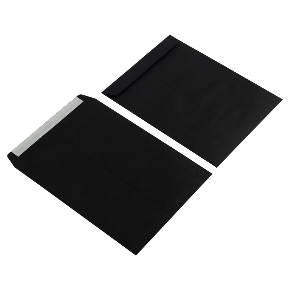 LUXPaper 10 x 13 Open End Envelopes - Self Seal Peel & Press Envelopes in Midnight Black | 80lb Premium Text Paper | Pack of 250 | Perfect for Business Mailing, Wedding Invitations & Office Documents