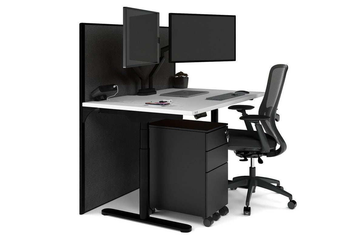 Flexi Premium Height Adjustable Single Workstation Desk - 1400L x 800W with Cable Management - Ergonomic Standing Desk for Home Office & Workspace
