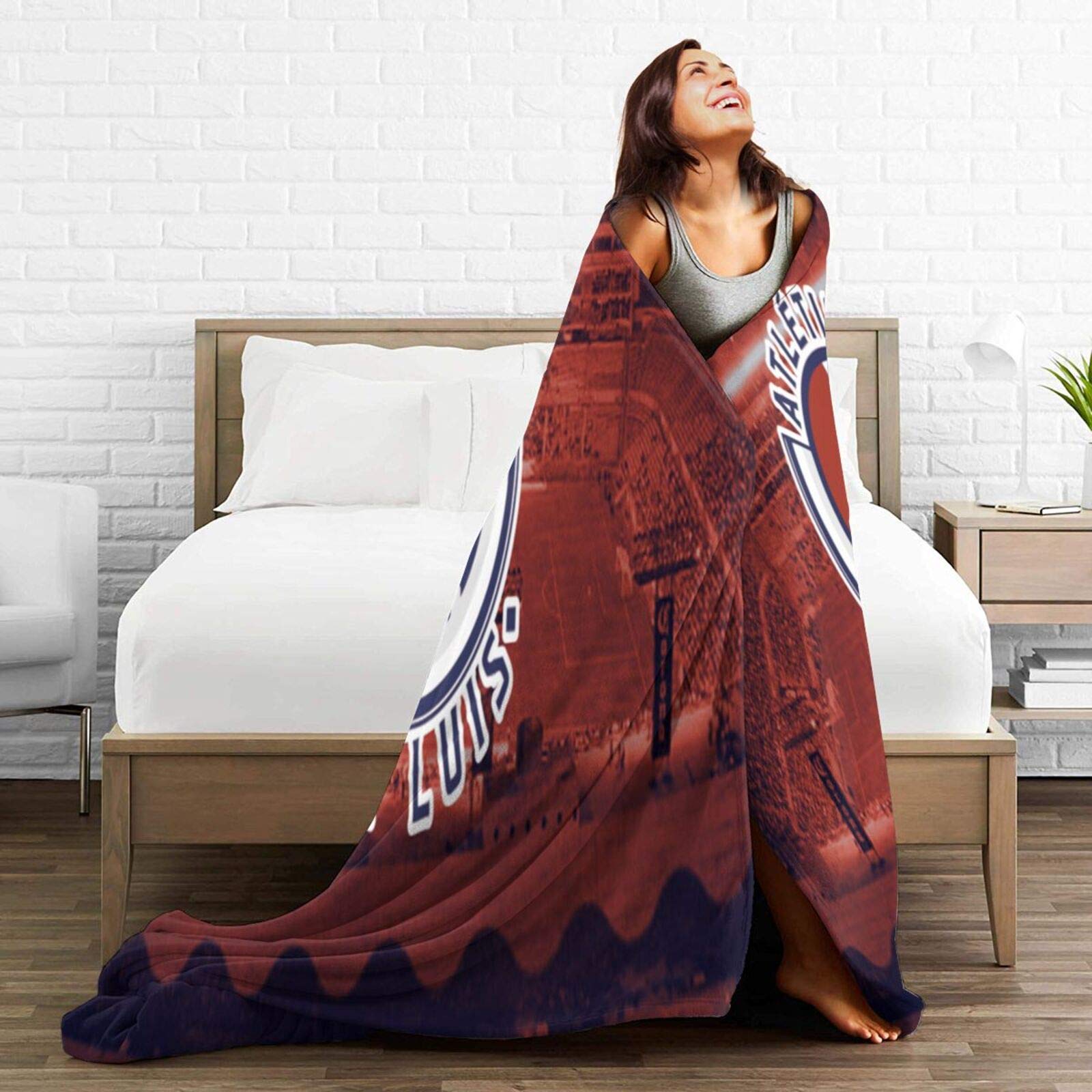 Atlético San Luis Flannel Fleece Blanket - Ultra Soft Micro Fleece Throw Blanket for Bed, Couch & Travel - Cozy Warm Blanket for Movies, Camping & Living Room Relaxation
