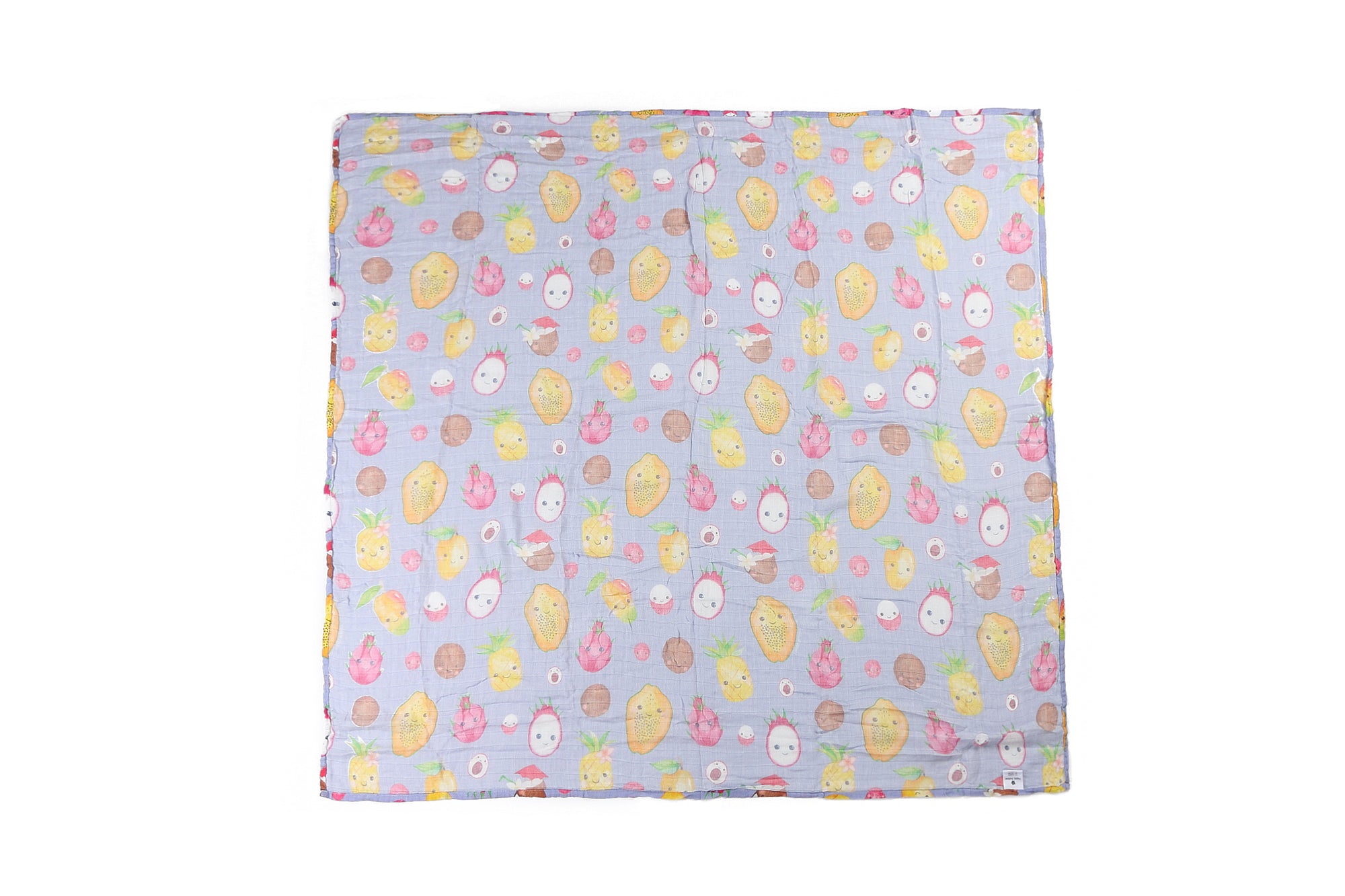 Hawaiian Fruit Print Baby Muslin Swaddle Blanket - Soft Lavender Swaddling Wrap for Newborns & Infants - Perfect for Nursery, Sleep, and Travel