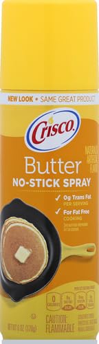 Crisco No-Stick Butter Cooking Spray - 6 oz Can for Baking, Grilling & Frying | Non-Stick Oil Spray for Pans, Griddles & Bakeware