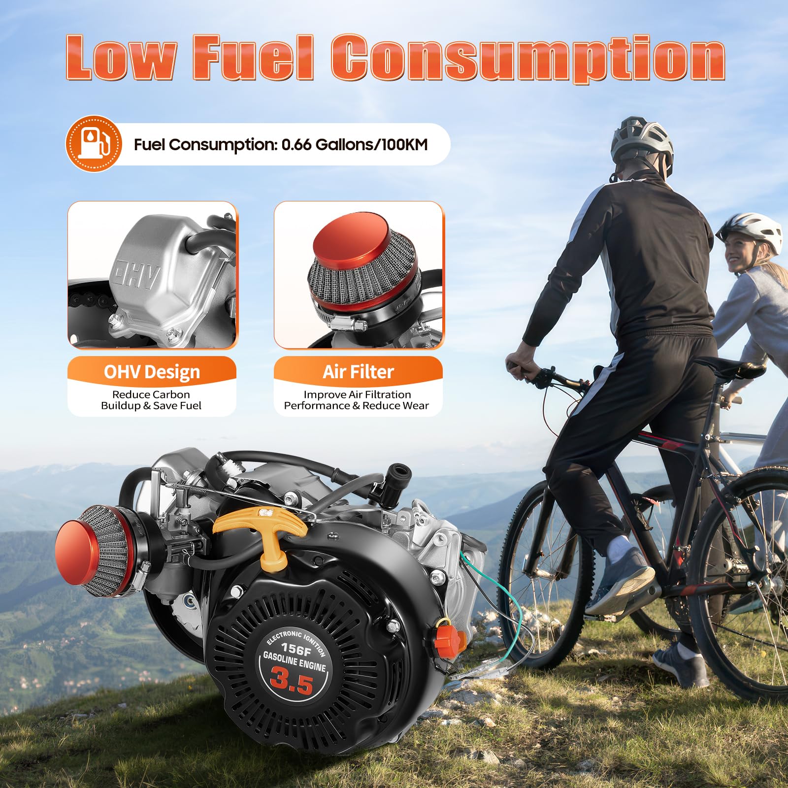 **100cc Bicycle Engine Kit - 2 Stroke & 4-Stroke Gas Motor for Bikes - Compatible with Large Triangular Frame Bicycles - Perfect for Commuting, Off-Road Adventures & DIY Bike Projects**