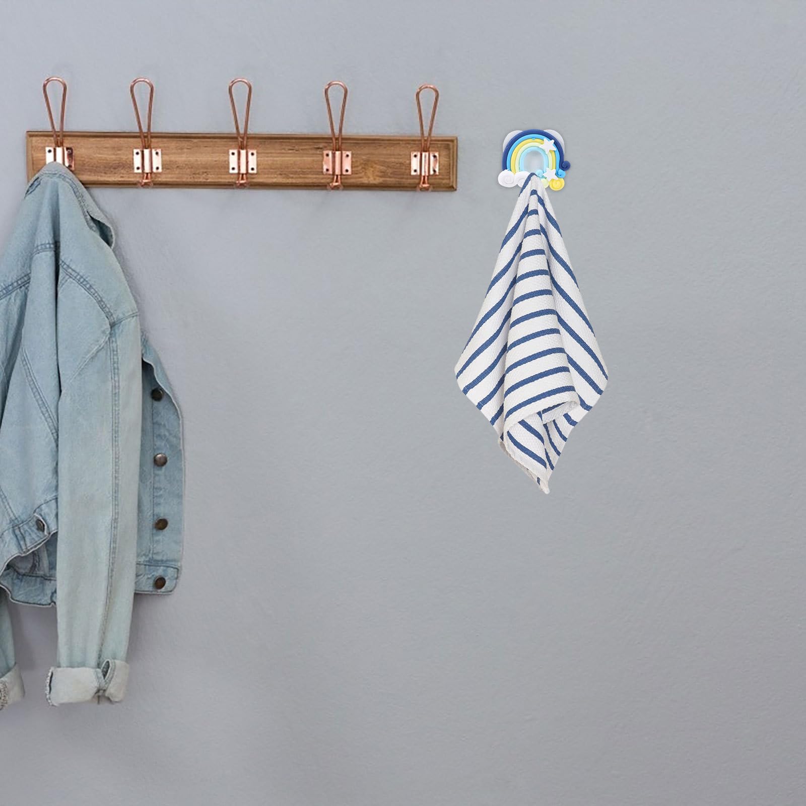 Rainbow Hooks - 10 Pack Heavy Duty Adhesive Wall Hooks for Bathroom, Kitchen, Living Room & RV - Decorative Shower Hooks for Towels, Robes & Organizing - Perfect for Home, Office & Camper Use