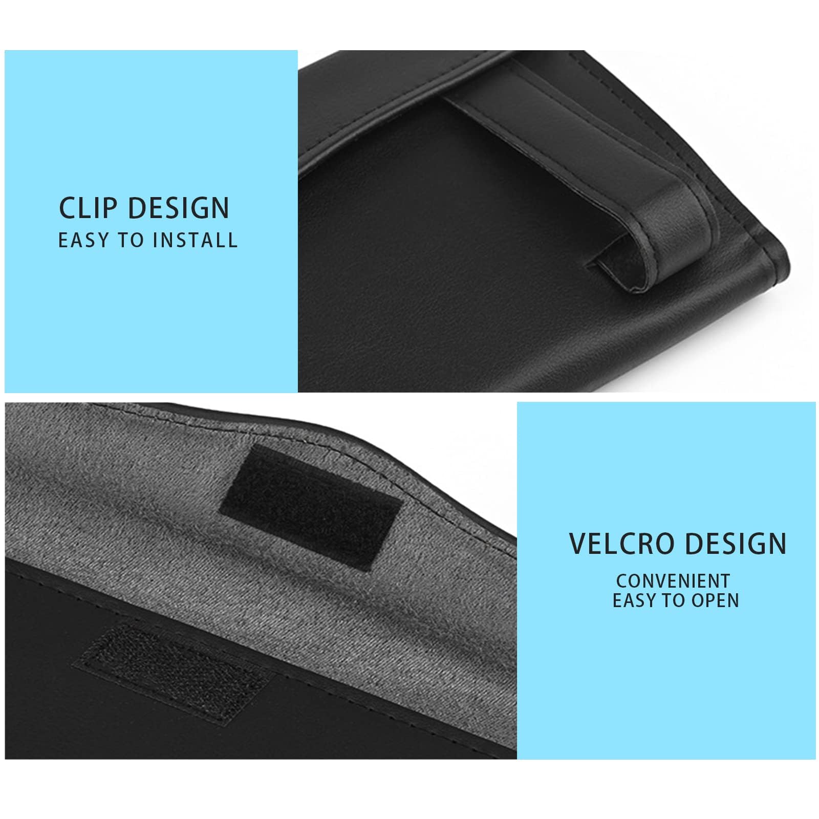 Black PU Leather Car Sun Visor Tissue Holder - Hanging Napkin Storage Box & Clip for Car Accessories | Perfect for Road Trips, Commuting & Family Travel
