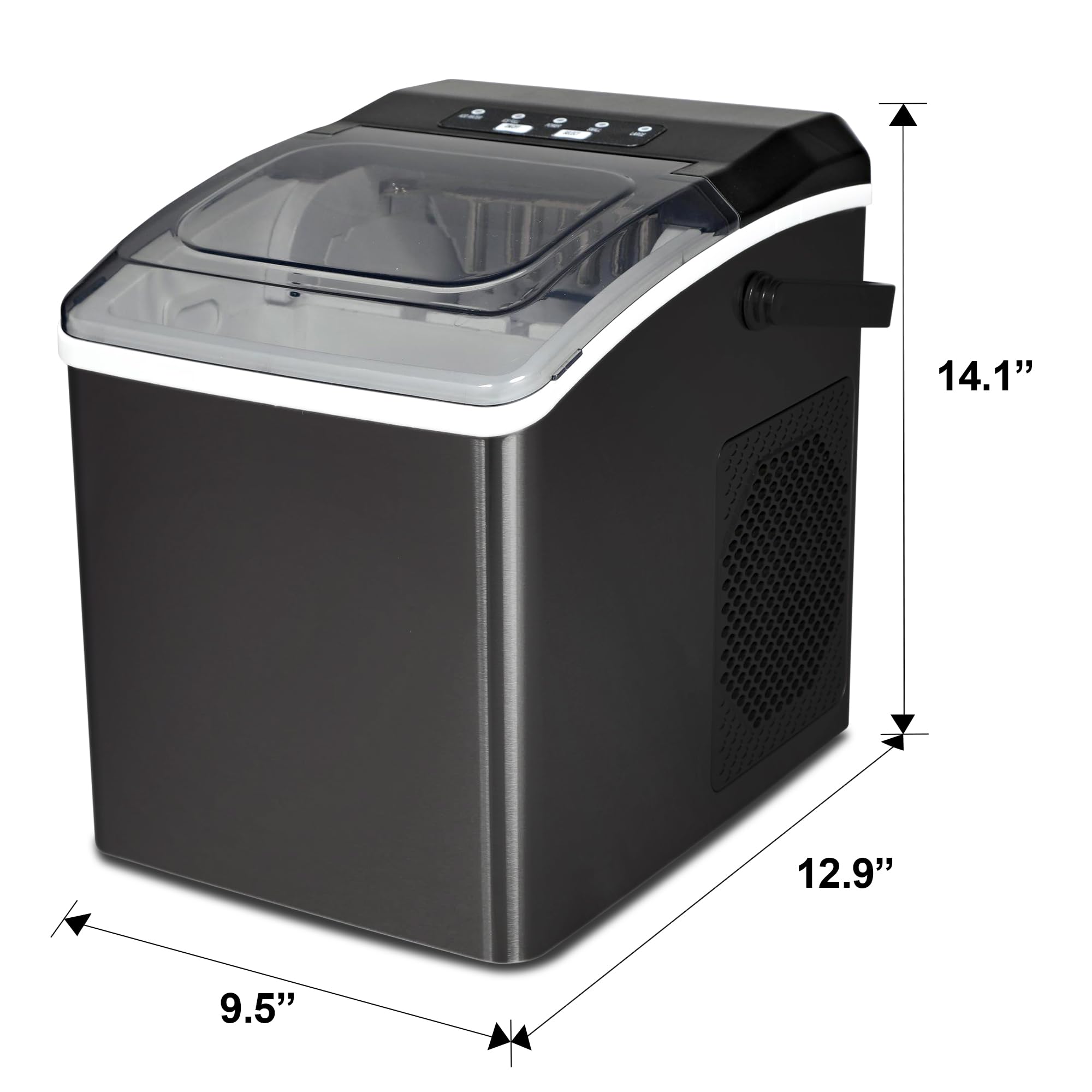 Koolatron Portable Countertop Ice Maker - 26 lbs/24Hrs, Black Stainless Steel, 2 Ice Sizes, Self-Cleaning, Makes 9 Ice Cubes in 6 Mins - Perfect for Home, Office, RV, and Outdoor Parties