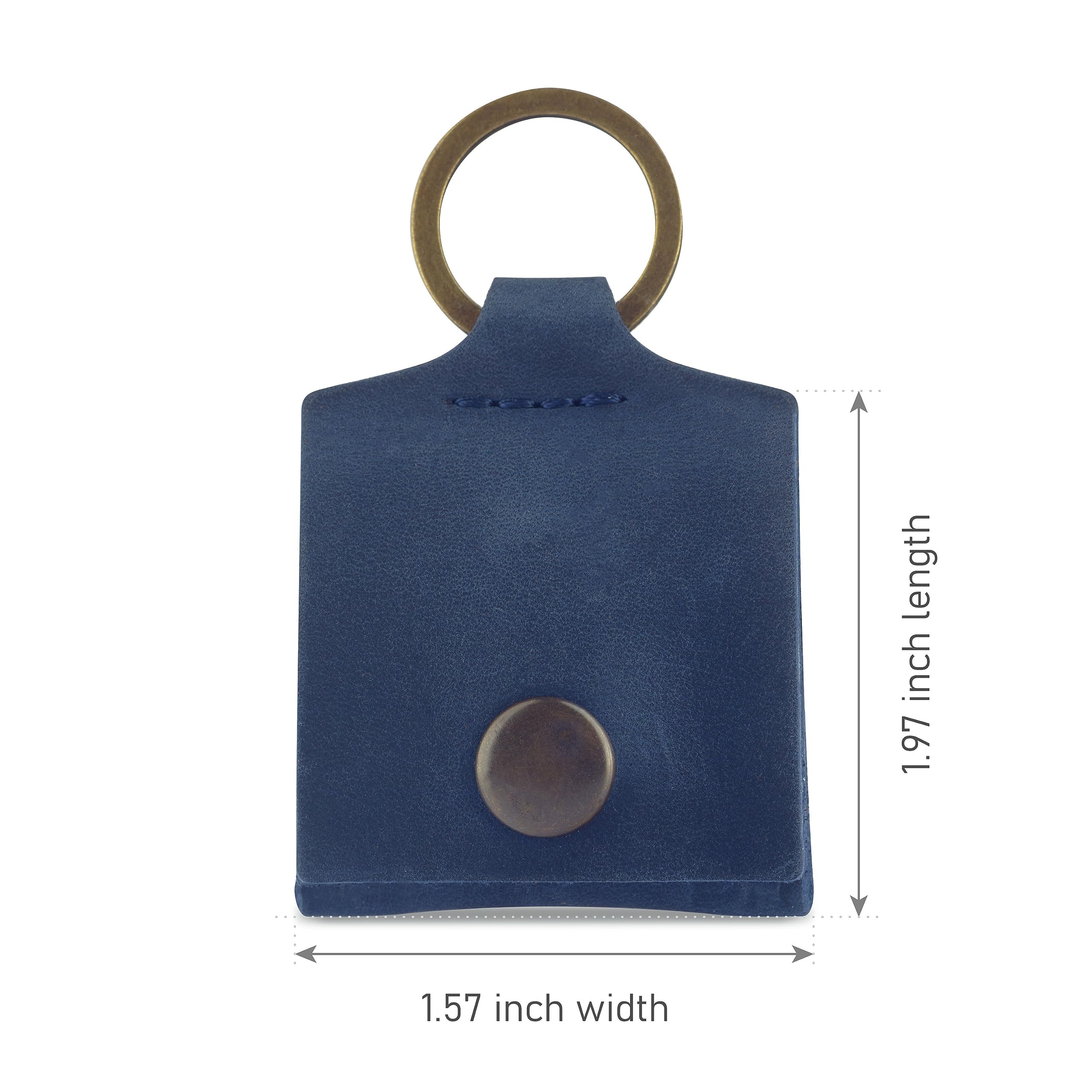 Premium Leather Keychain Ring Holder - Wedding & Engagement Ring Travel Case, Gym & Workout Ring Pouch (Blue) - Perfect for Travel, Sports & Everyday Jewelry Protection