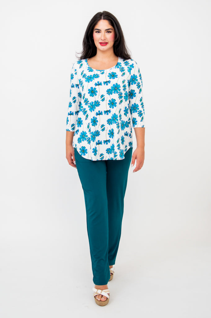 Jazz 3/4 Sleeve Top for Women - Soft Bamboo Fabric in Aster Purple - Perfect for Dance Classes, Yoga & Casual Wear