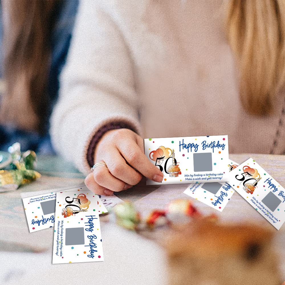 REWIDPARTY 50th Birthday Party Game - 32 PCS Colorful Scratch Off Cards for Groups, Cheers to 50 Years Celebration | Fun Activity for Birthday Parties, Raffles & Holiday Gatherings