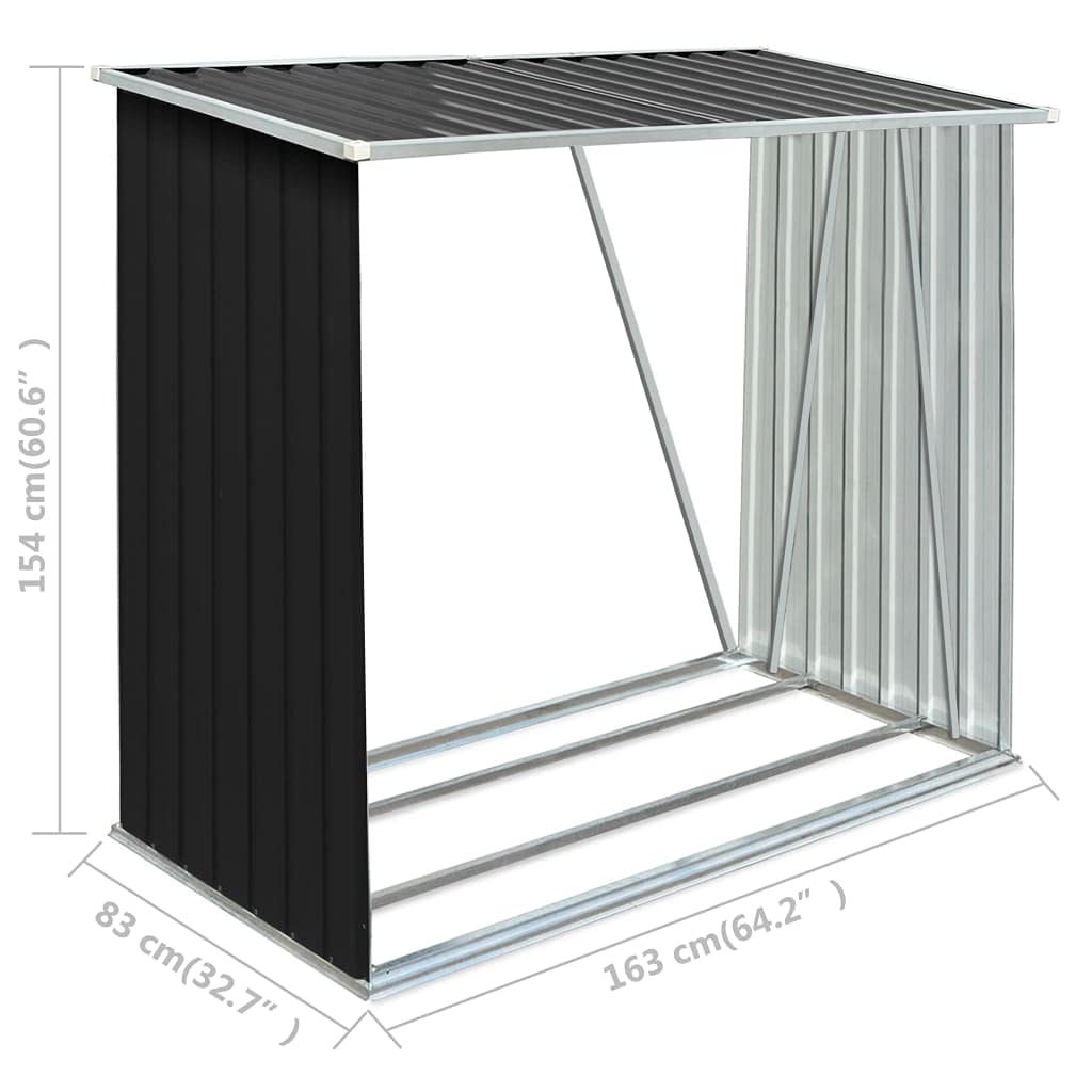 Galvanized Steel Firewood Storage Shed - 64.2
