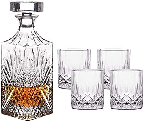 Premium Lead-Free Crystal Whiskey Decanter Set with Wine Glasses - Elegant Hand-Carved Design for Wine Aeration & Serving - Perfect for Gifts, Dinner Parties & Home Bars
