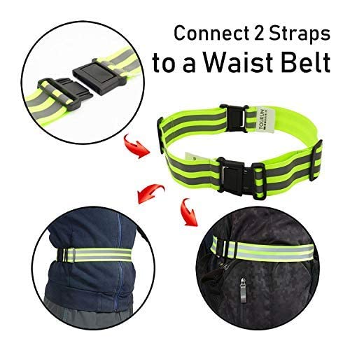 TOURUN Reflective Running Bands - Adjustable Safety Arm & Leg Bands for Night Running, Cycling, Walking - High Visibility Reflective Gear for Men, Women & Kids - Perfect for Jogging, Biking & Outdoor Activities