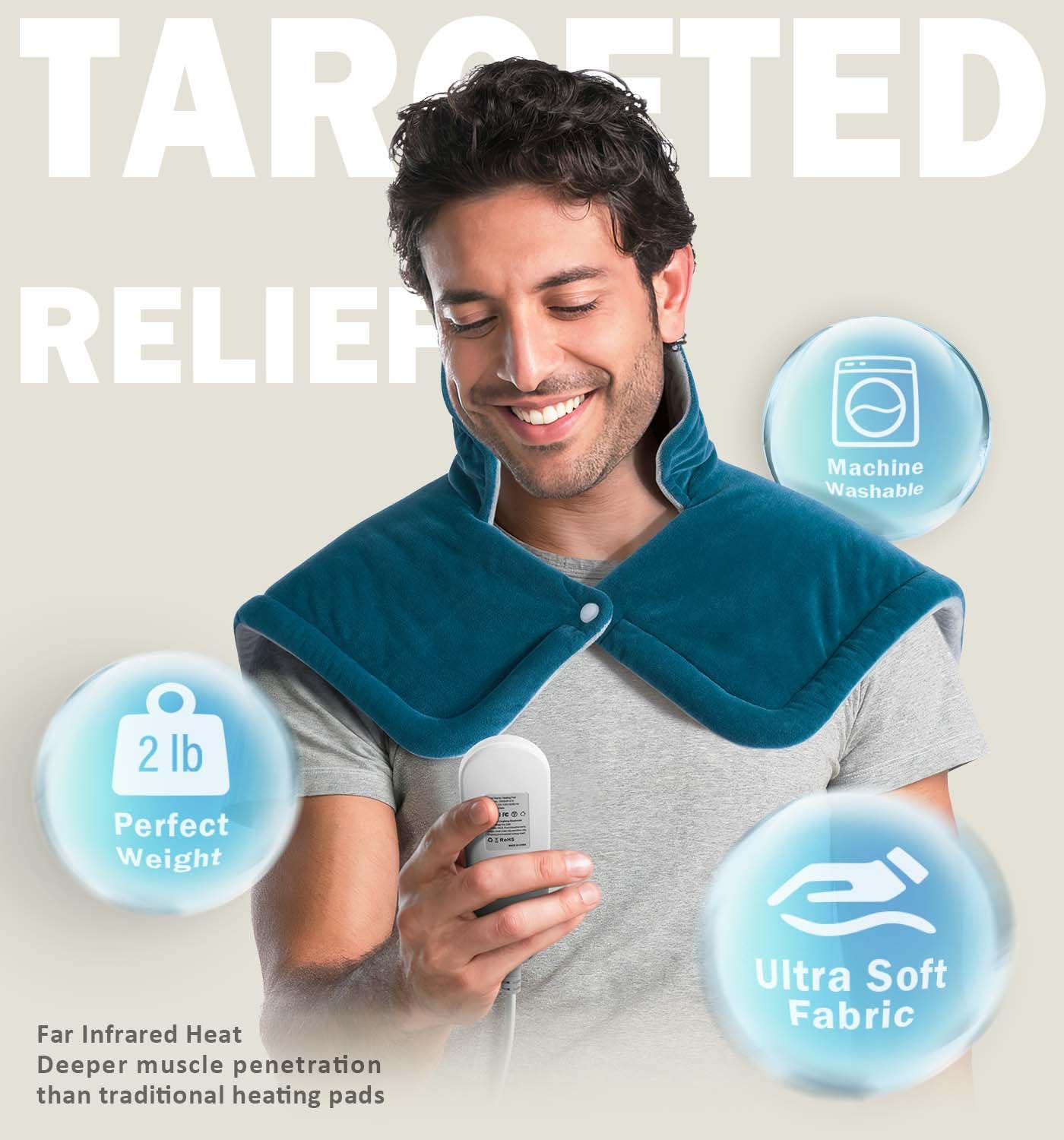Weighted Heating Pad for Neck and Shoulder Pain Relief - 2lb Microwaveable Warm Pad with 6 Heat Settings & Auto-Off - Perfect Gift for Women, Men, Mom, Dad (Valentine's Day, Christmas, Mother's Day) - Use at Home, Office or While Traveling for Muscle Relaxation