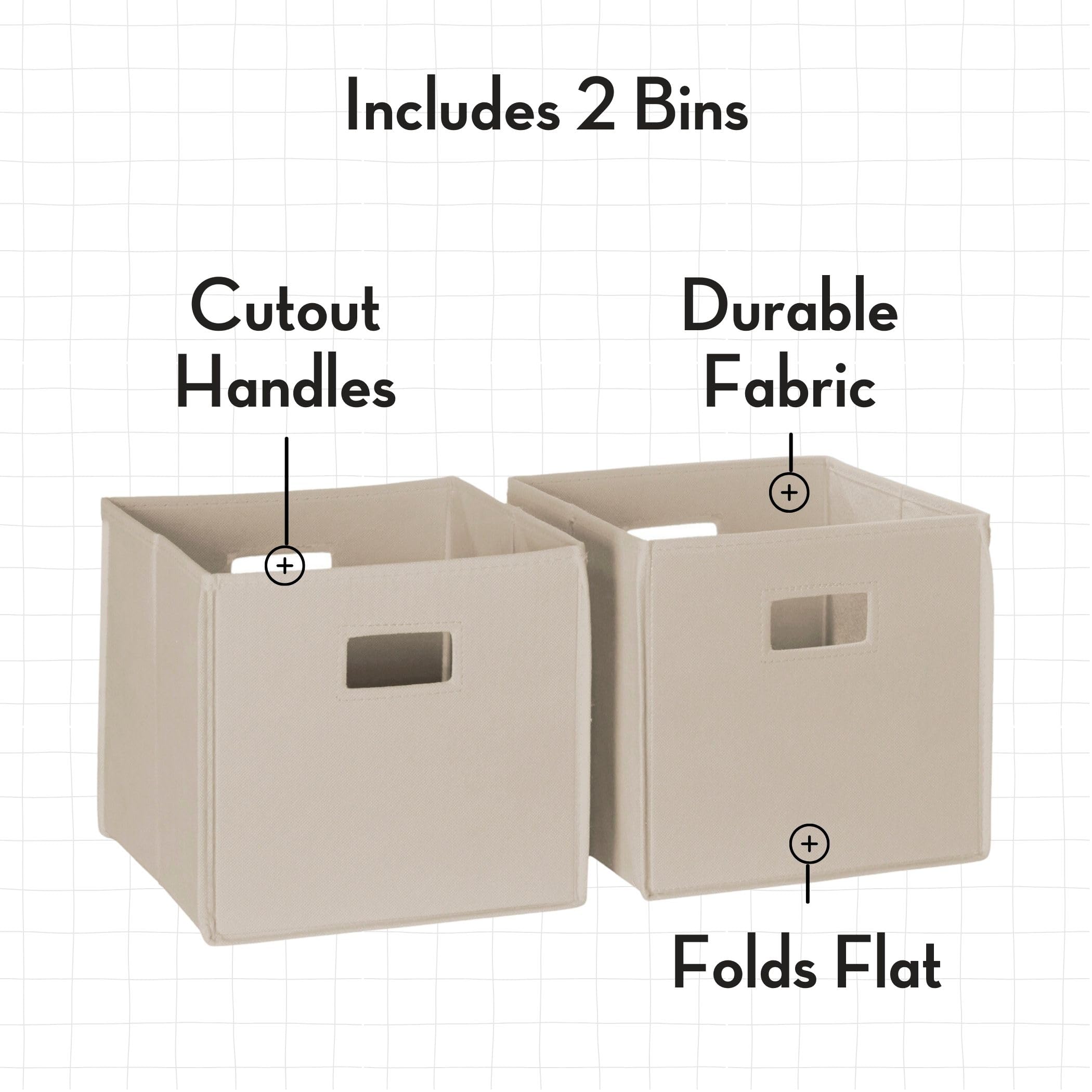 RiverRidge Kids 4-Tier Ladder Shelf Bookcase with 2 Taupe Fabric Bins - Toy Organizer & Book Display Stand for Nursery, Playroom & Bedroom - Spacious Open Shelves for Books, Toys & Games Storage