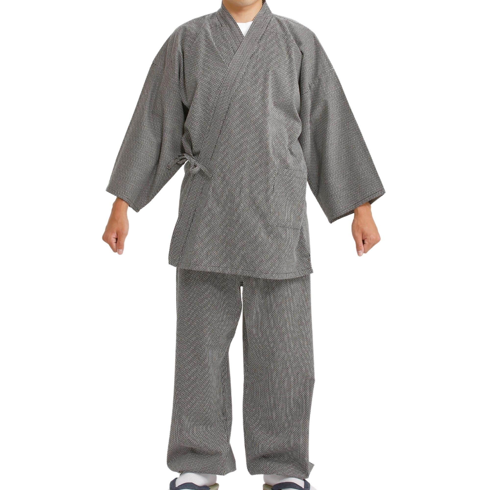 Traditional Japanese Men's Kimono Quilted Sashiko Samue - Comfortable Loungewear for Relaxation at Home, Tea Ceremonies & Cultural Events