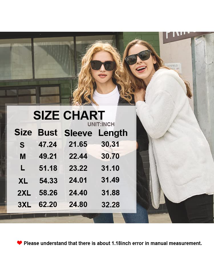 LONGYUAN Women's Fleece Jacket with Hood - Soft Fuzzy Winter Coat Cardigan Sweater with Pockets | Warm Casual Outerwear for Winter Hiking, Travel & Daily Wear 2024
