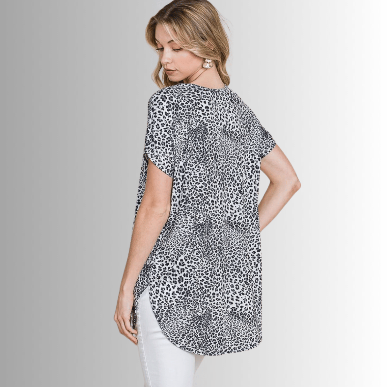Nora V Neck Animal Print Jersey Tunic Top for Women - Stylish Casual Blouse for Work, Date Night & Everyday Wear
