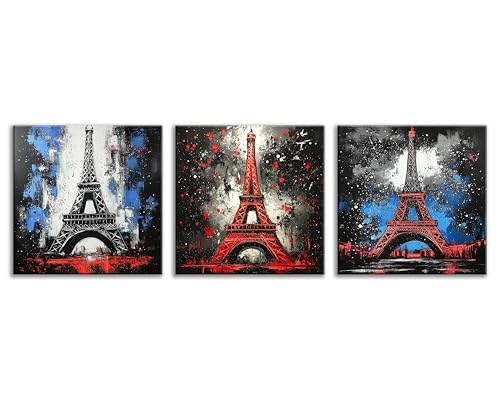 Red Blue White Eiffel Tower