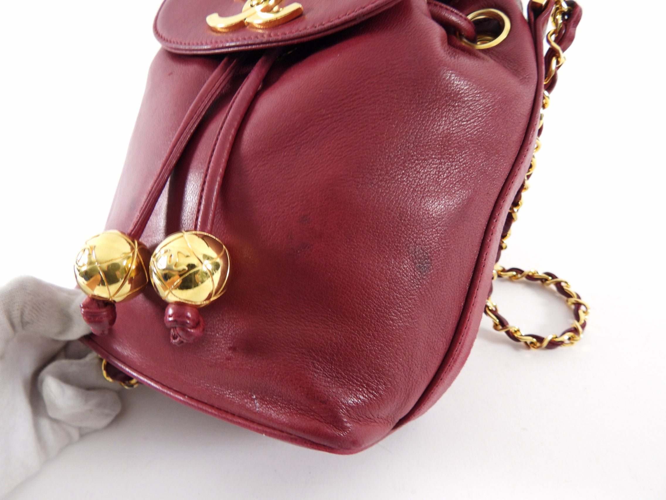 Vintage Chanel 1994-96 Red Lambskin Leather Drawstring Bucket Bag - Luxury Shoulder Bag for Women, Perfect for Date Night & Special Occasions
