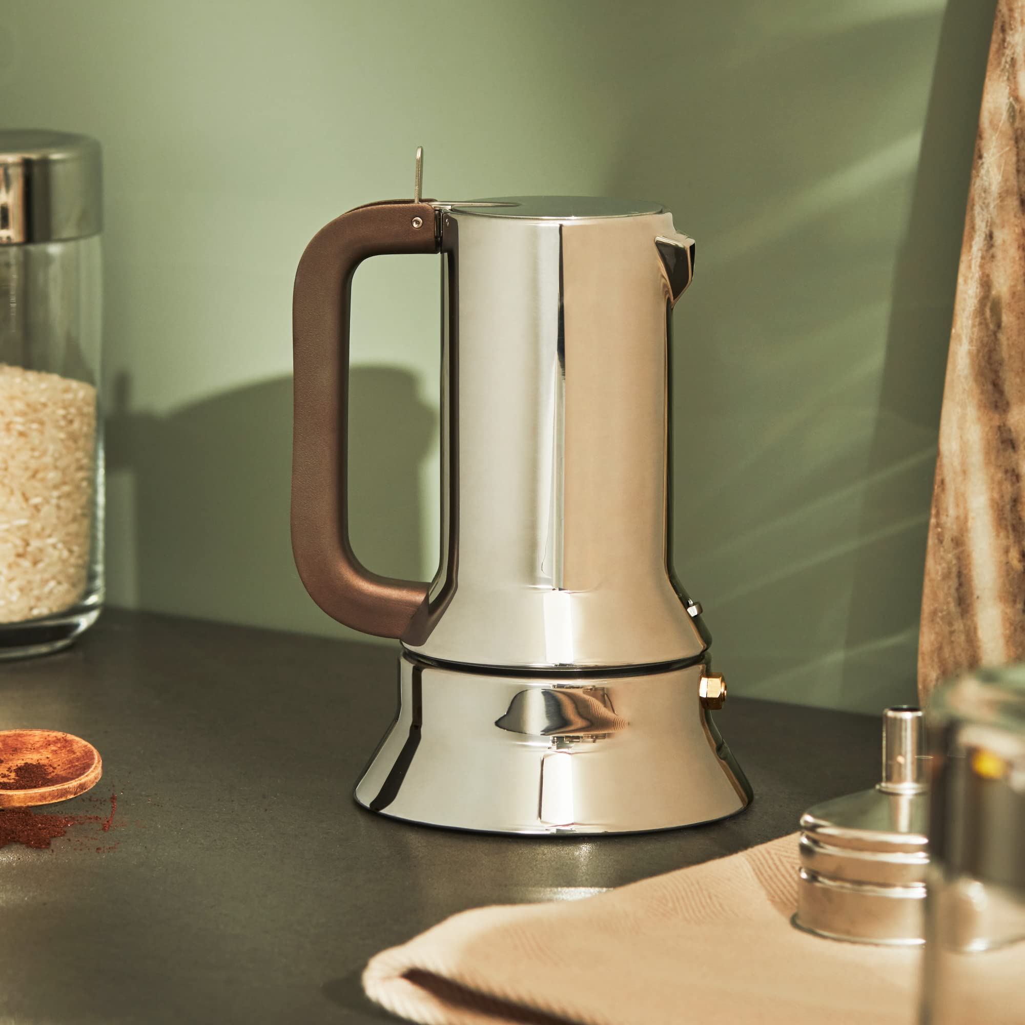 Alessi Stovetop Espresso Maker - 3 Cup Moka Pot in Silver | Italian Coffee Maker for Home & Office | Perfect for Espresso, Latte & Cappuccino