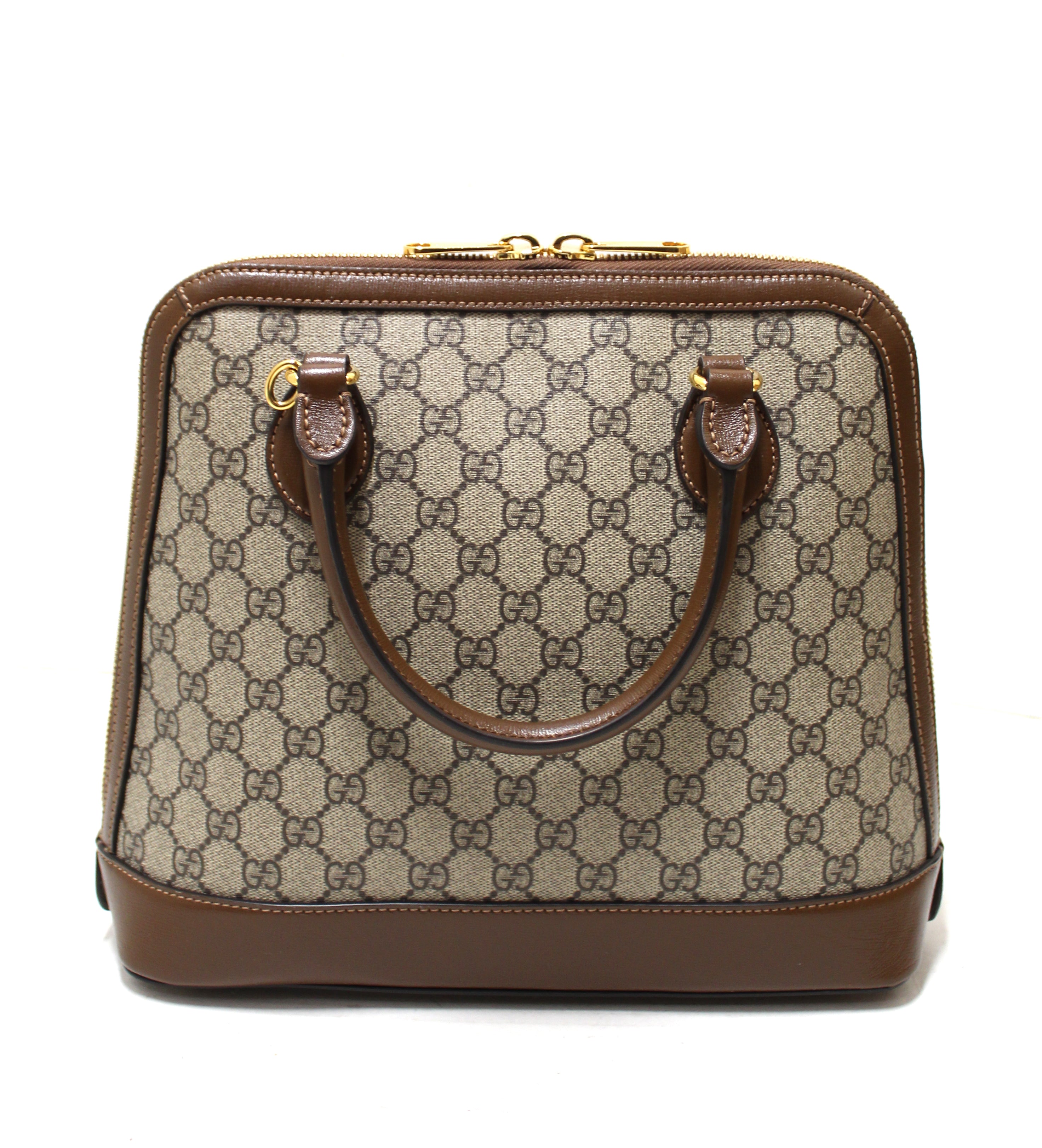 Authentic Gucci GG Supreme Horsebit 1955 Top Handle Bag in Brown | Luxury Designer Shoulder Bag for Women | Perfect for Work, Evening Events & Travel Accessories