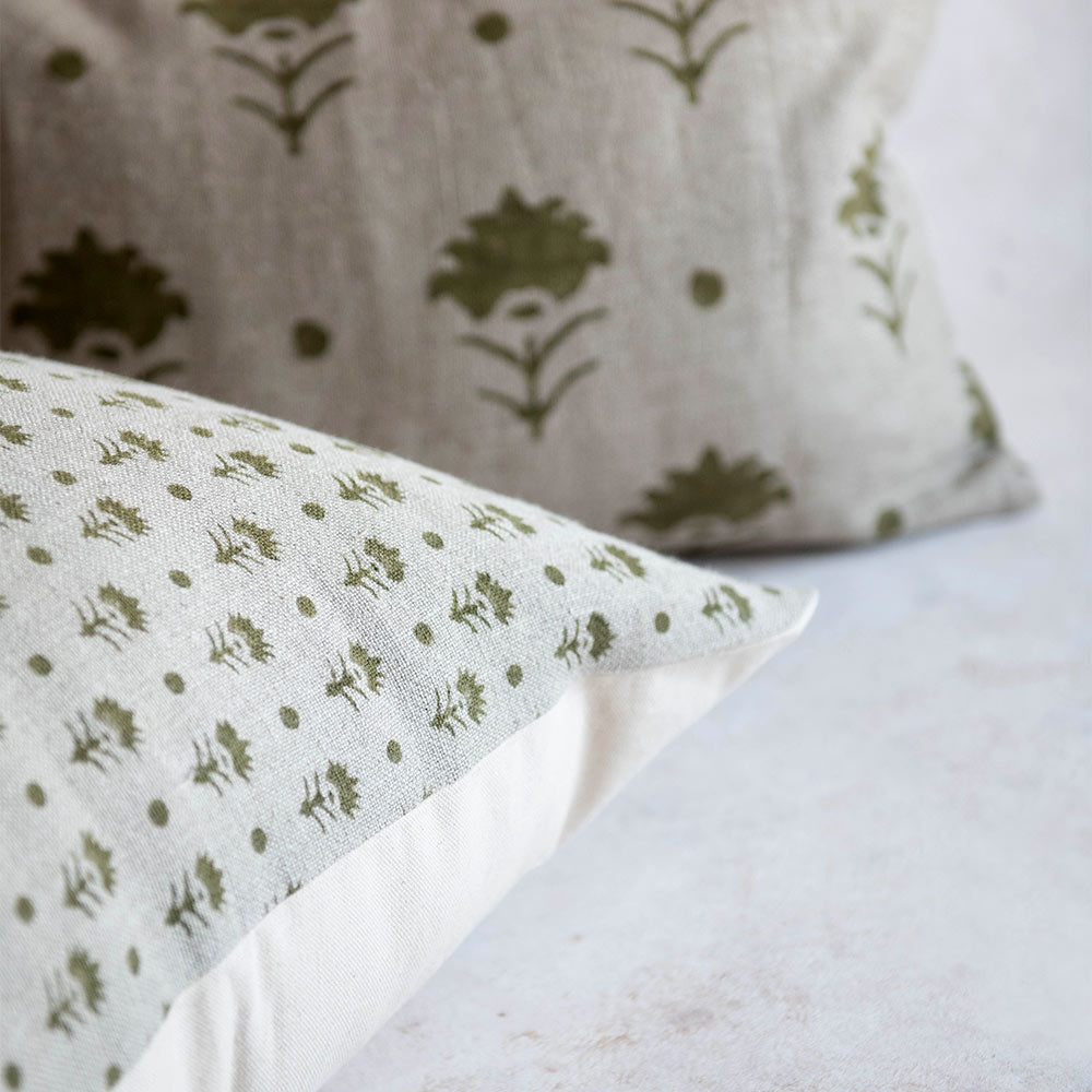 Handmade Linen Block Printed Pillow Cover No. 0227 - Boho Home Decor for Living Room, Bedroom & Sofa
