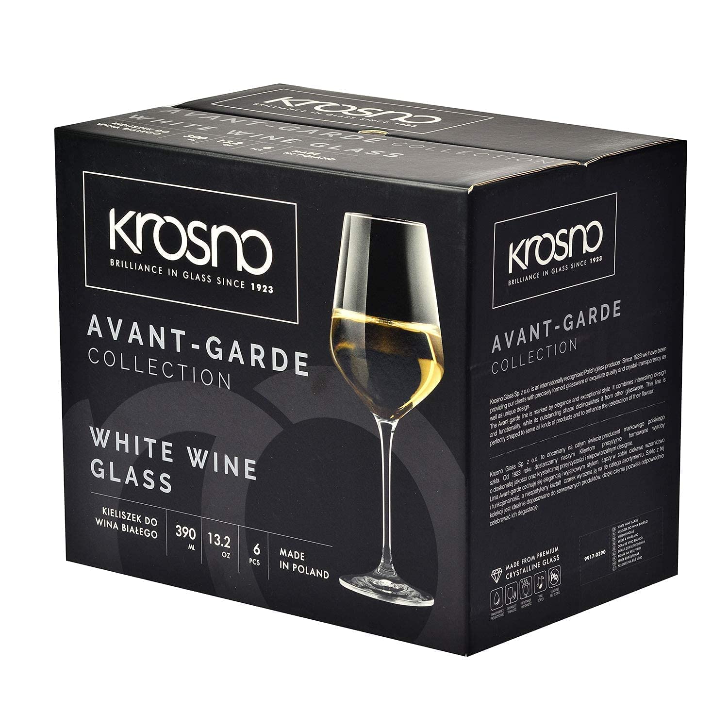 Premium Krosno Glassware Set - 6 Large White Wine Glasses (13.2 oz) & 6 Champagne Coupe Glasses (8.1 oz) | Elegant Drinkware for Home Bar, Wedding Reception & Dinner Party | Dishwasher Safe Crystal Clear Glass Cups