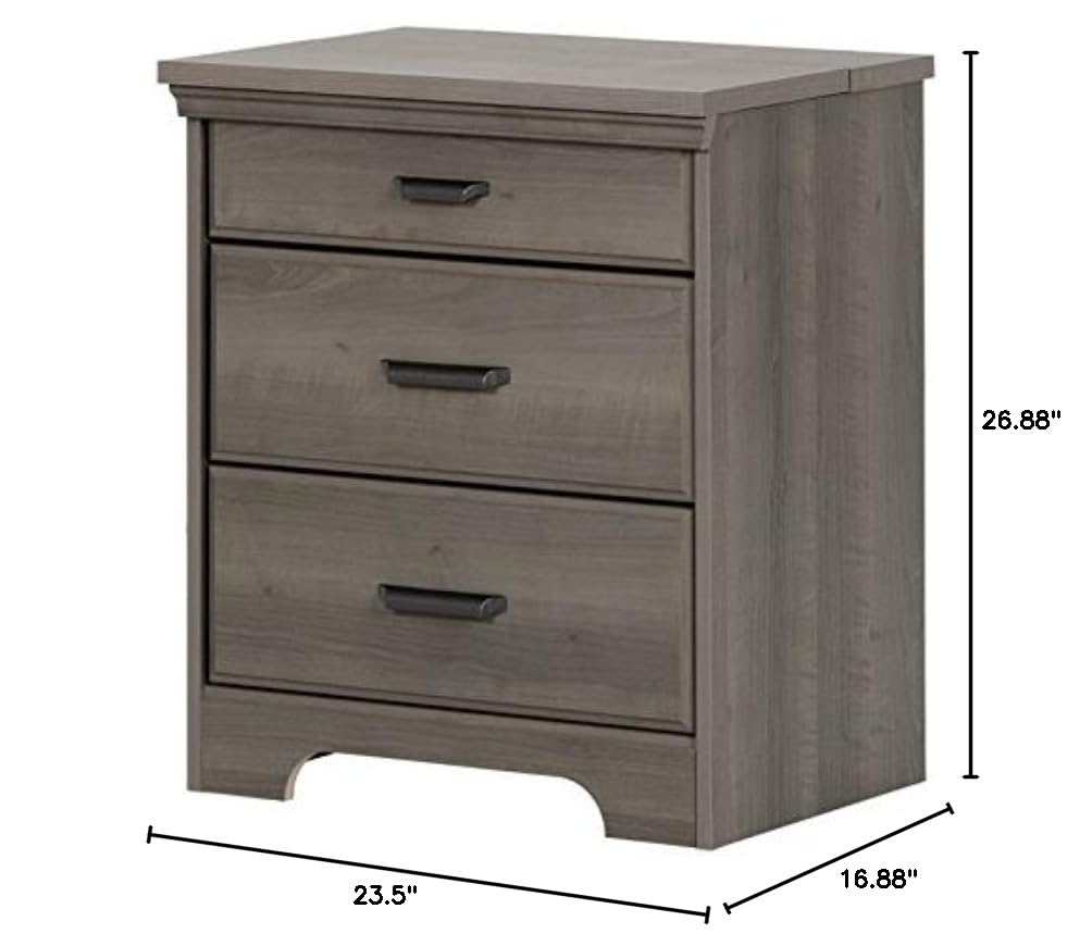 Home Square 2 Drawer Wood Nightstand Set in Gray Maple (Set of 2) - Modern Bedside Tables for Bedroom with Storage, Perfect for Small Spaces & Apartment Living