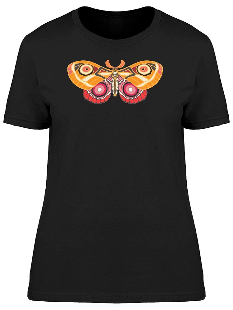 Stylish Yellow and Red Moth Print Women's T-Shirt - Casual Graphic Tee for Summer Outfits & Streetwear Fashion
