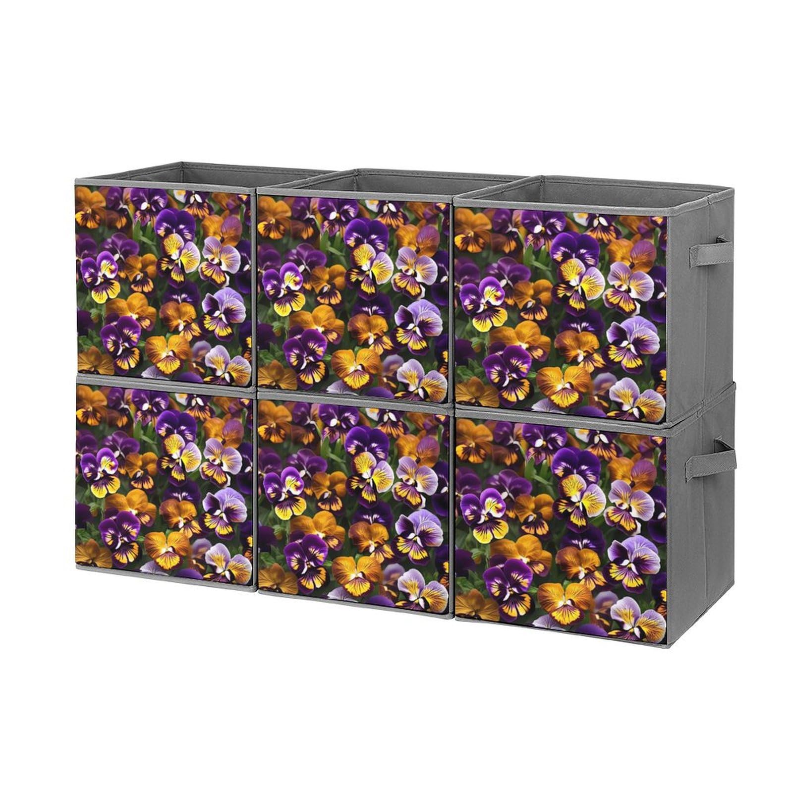6PCS Foldable Storage Bins with Handles - Large Capacity Printed Storage Boxes for Playroom, Office & Home Organization | Perfect for Toys, Books, Clothes & Household Items