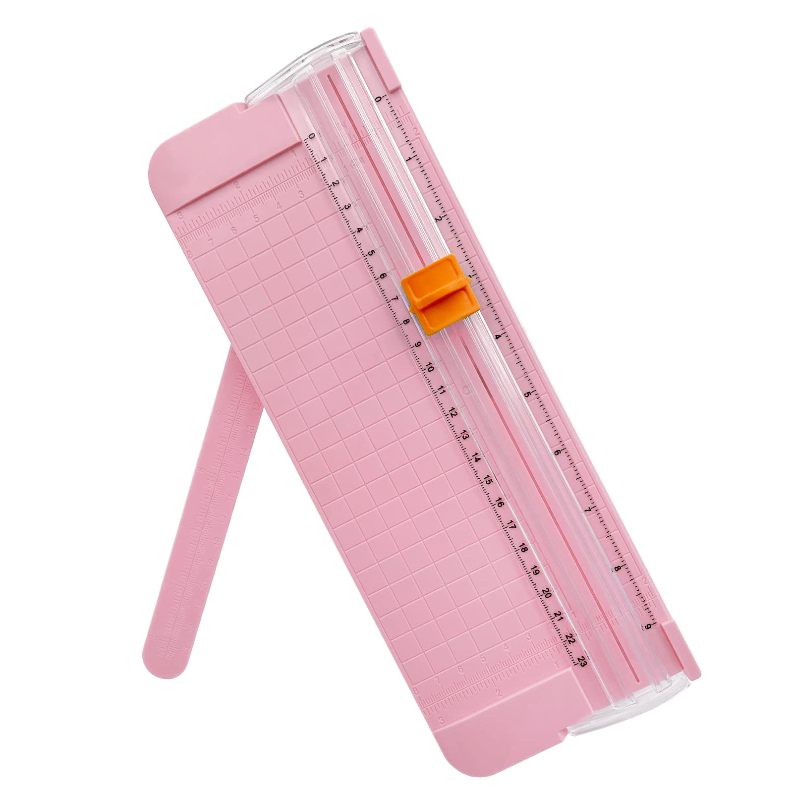 Portable A4 Paper Cutter with Safety Guard & Side Ruler - Straight Edge Trimmer for Scrapbooking, Craft Paper, Photos, Labels, Cardstock (Pink) | Perfect for Office, School, and DIY Projects