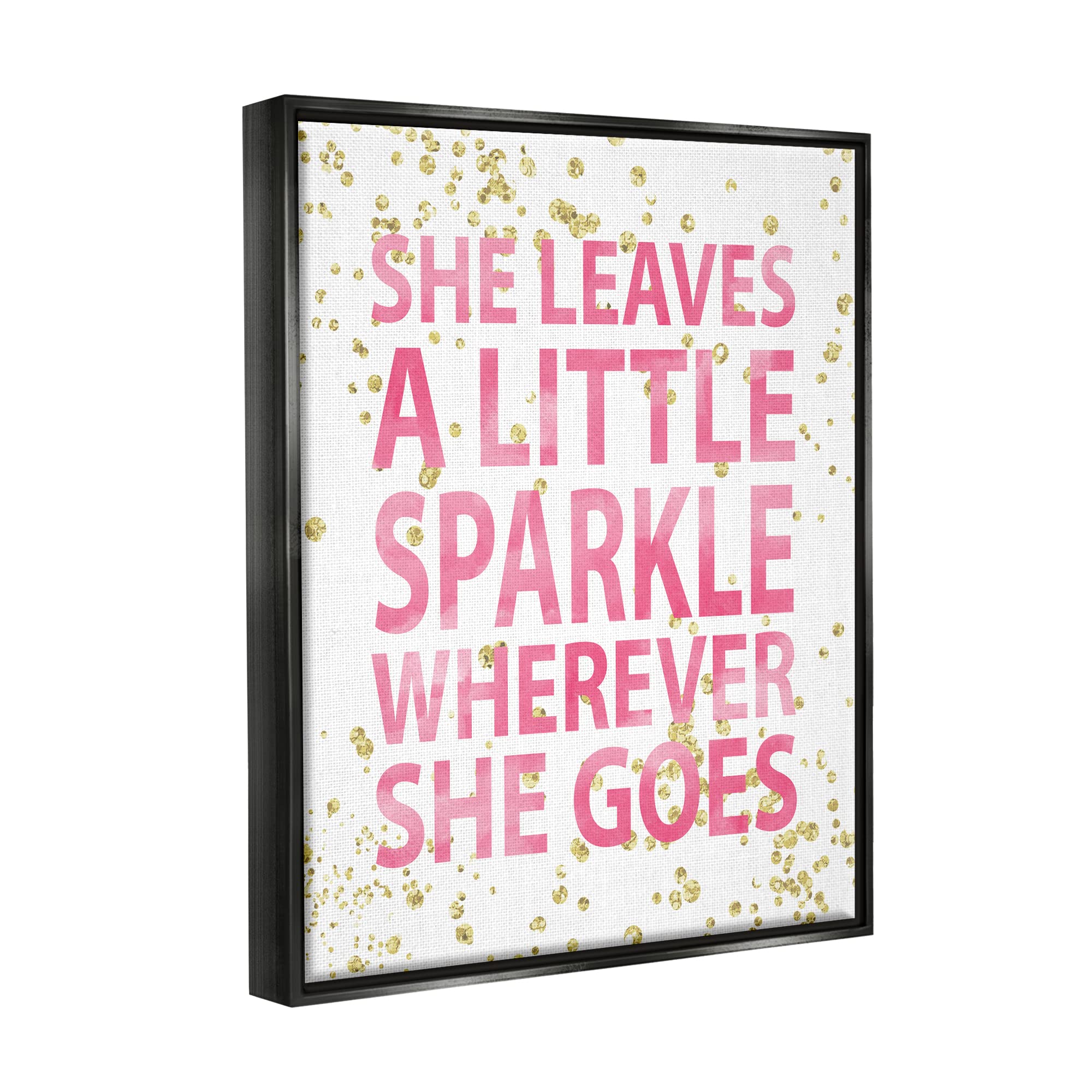 Stupell Industries 'She Leaves a Little Sparkle' Wall Art - Susan Newberry Designs Framed Canvas Print - Perfect for Bedroom, Living Room & Office Decor