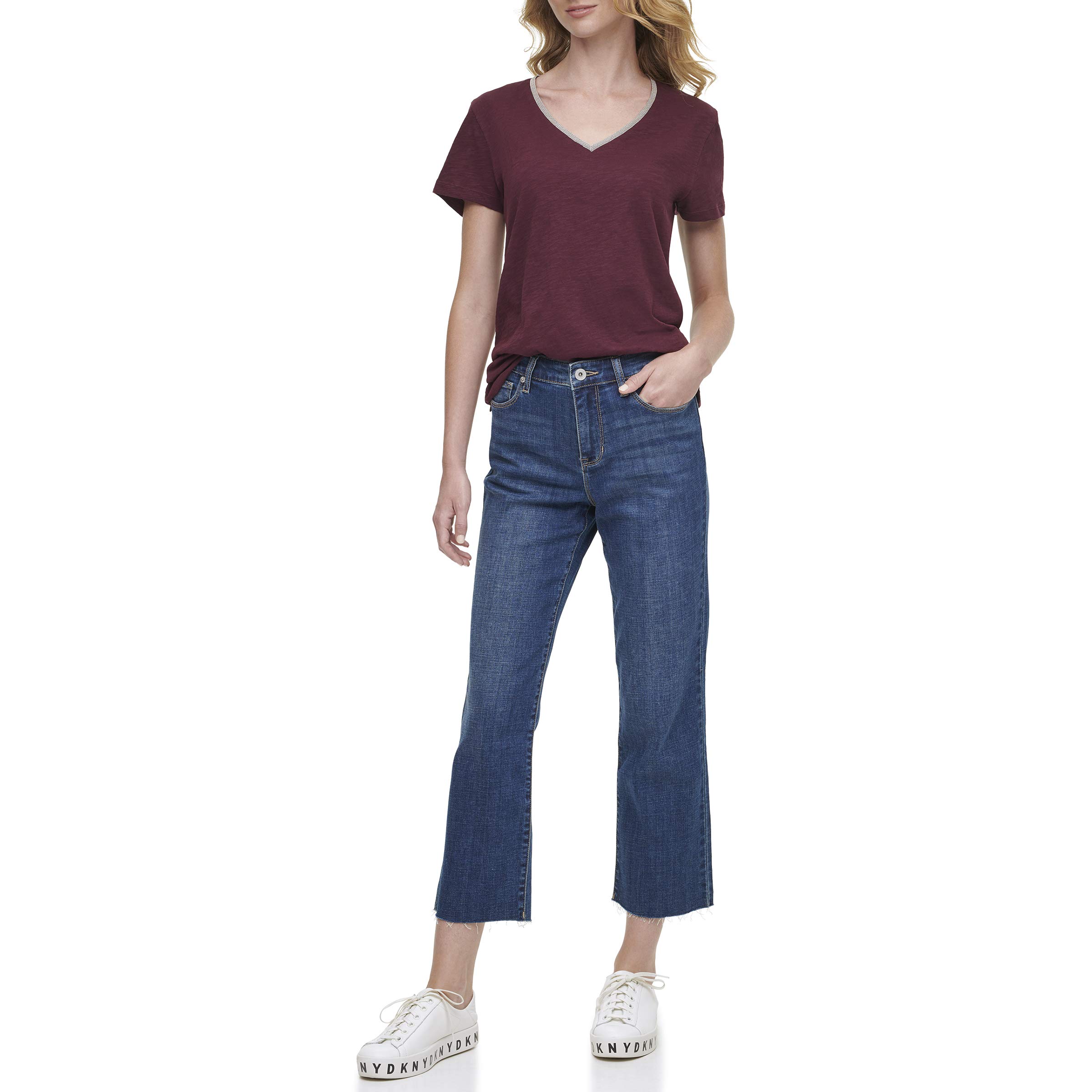 DKNY Women's Rivington Slim Straight Crop Jeans - High Waist Stretch Denim Pants for Casual & Work Outfits | Perfect for Office, Date Night & Weekend Wear