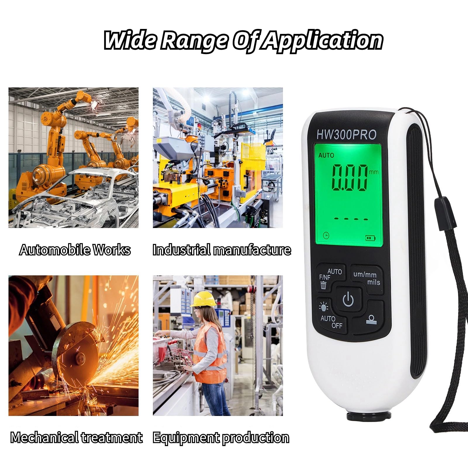 Premium Digital Coating Thickness Gauge - High Precision Automotive Paint Thickness Meter with Ultra-Sensitive Probe | Perfect for Car Paint Inspection, Auto Body Repair & Quality Control in Vehicle Manufacturing