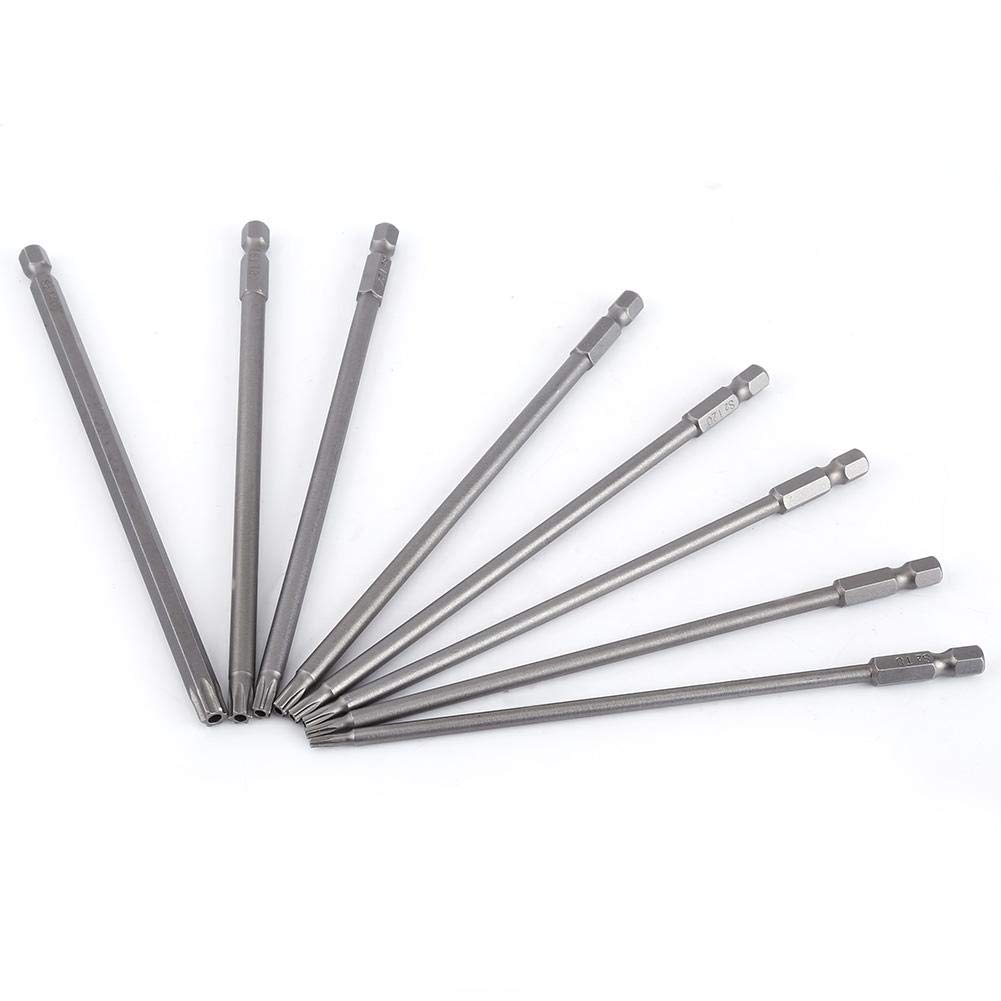 8-Piece Star Head Screwdriver Bits Set - S2 Steel Magnetic (T8 T10 T15 T20 T25 T27 T30 T40) - 150mm Professional Screwdriver Bits for Electronics, Furniture & Automotive Repairs