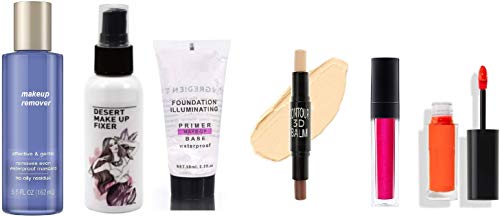SHENY HD Professional Long Lasting Makeup Kit - Includes 1 Fixer, 1 Primer, 1 Contour Stick, 1 Makeup Remover & 2 Lipsticks - Complete Cosmetic Set for Women & Girls - Perfect for Daily Use, Special Occasions & Professional Makeup Artists