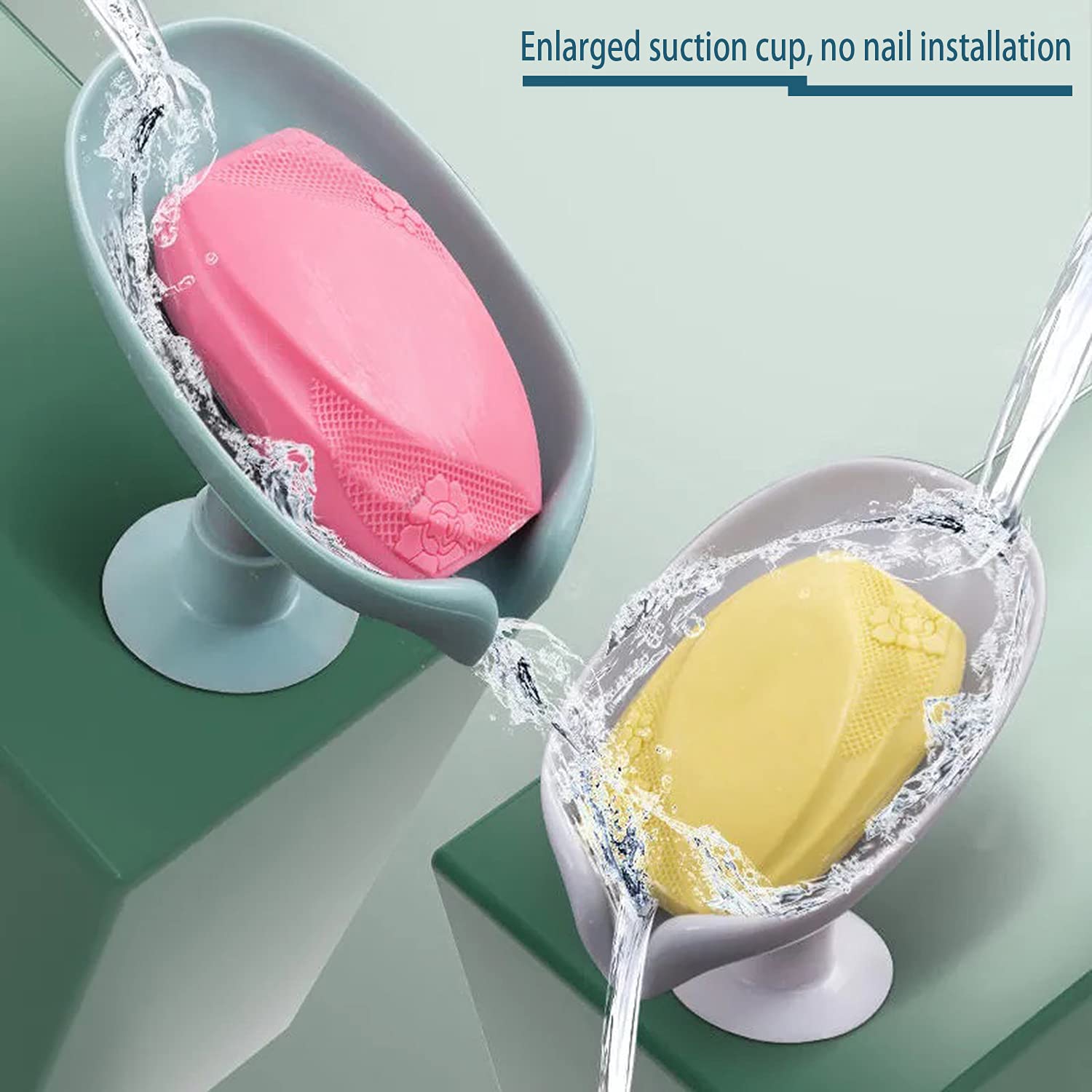 2 Pack Self Draining Soap Holder with Suction Cups - Grey Bar Soap Dish for Bathroom, Kitchen Sink & Shower | Perfect for Keeping Soap Dry and Clean in Wet Areas