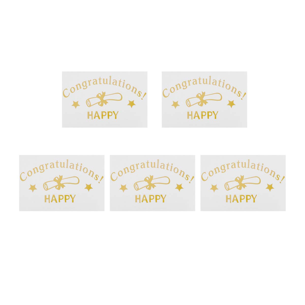 Golden Graduation Balloon Stickers - 5pcs Self-Adhesive Decals for DIY Party Decor