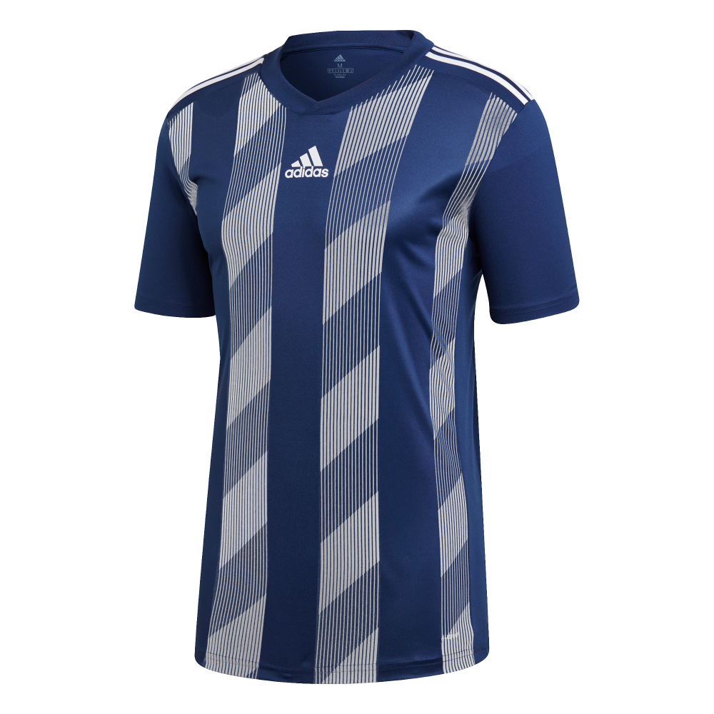 Adidas Adult Striped 19 Jersey - Dark Blue & White Soccer Shirt for Men | Comfortable Sports Jersey for Training & Match Play