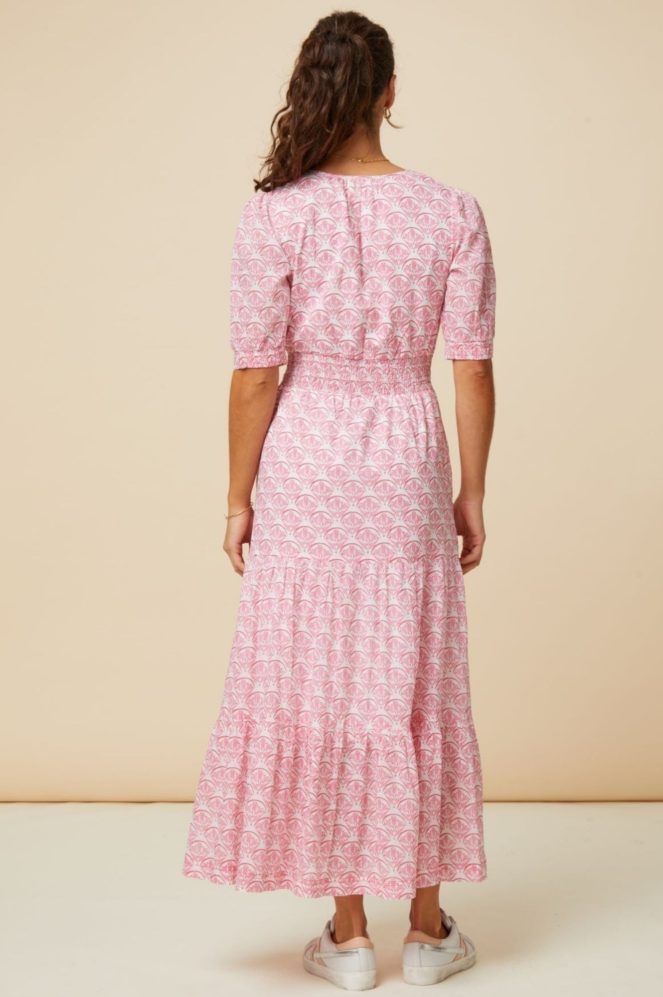 Billie Short Sleeve Dress for Women - White & Pink Floral Summer Dress | Perfect for Beach, Vacation & Casual Outings